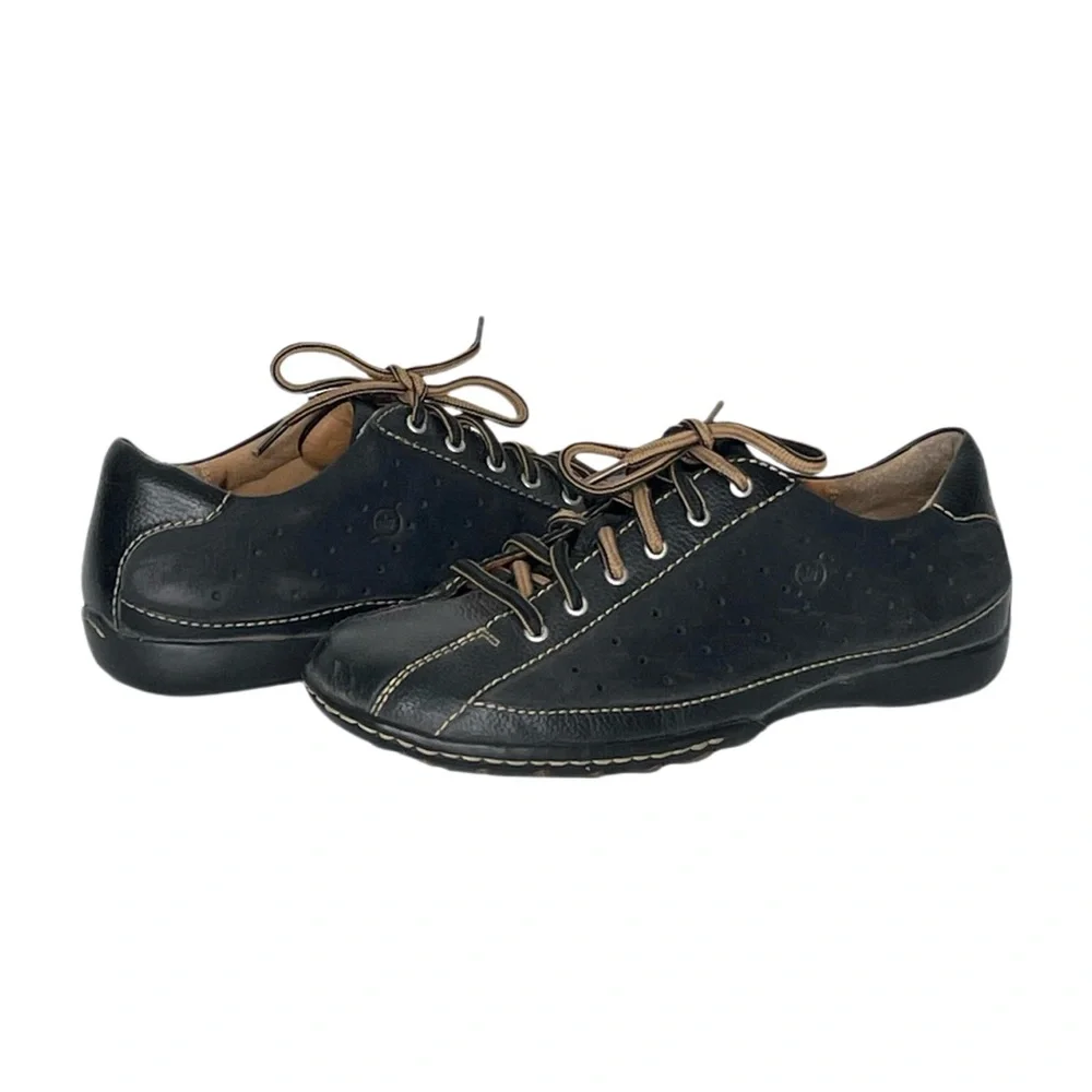 Born Womens Size 7 Hawkeye Black Leather Lace Up Shoes